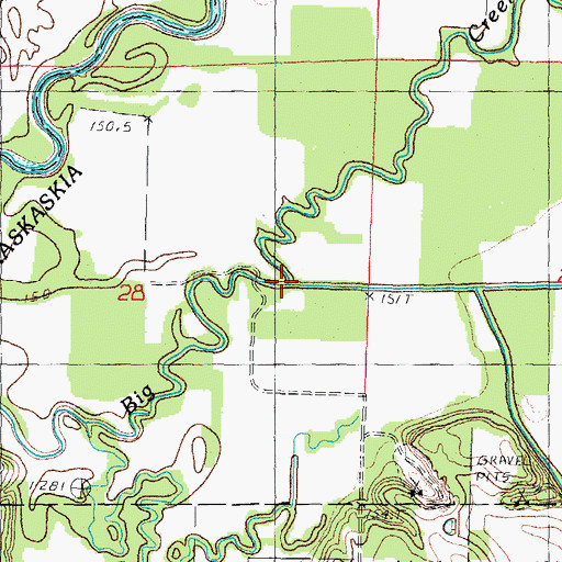 Topographic Map of South Fork Kaskaskia River, IL
