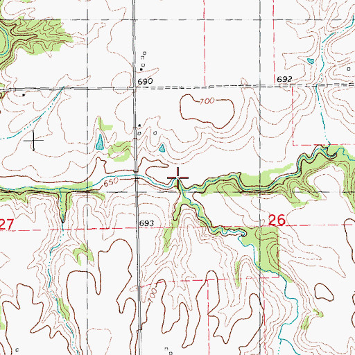 Topographic Map of South Fork South Henderson Creek, IL