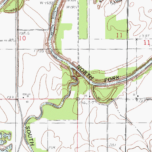 Topographic Map of South Fork Vermilion River, IL