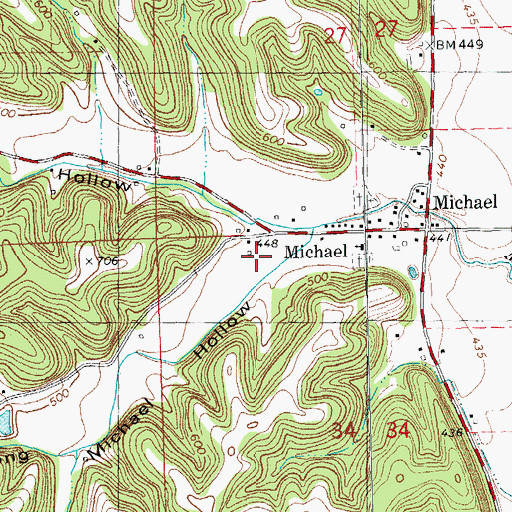 Topographic Map of South Prong Michael Hollow, IL