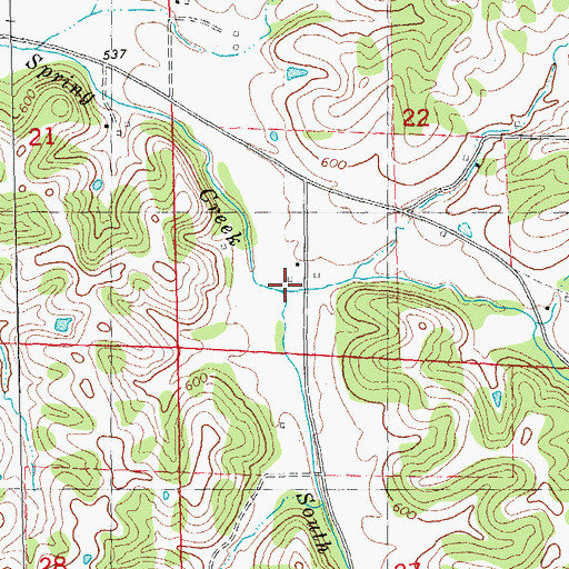 Topographic Map of South Prong Spring Creek, IL