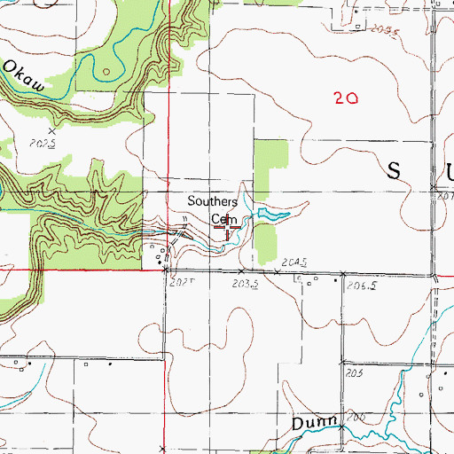 Topographic Map of Souther Cemetery, IL