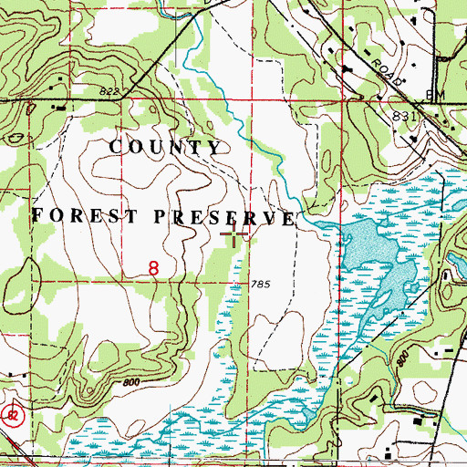Topographic Map of Spring Creek Valley Forest Preserve, IL