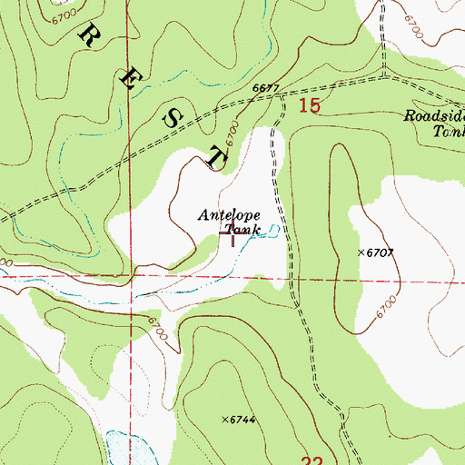 Topographic Map of Antelope Tank Ditch, AZ