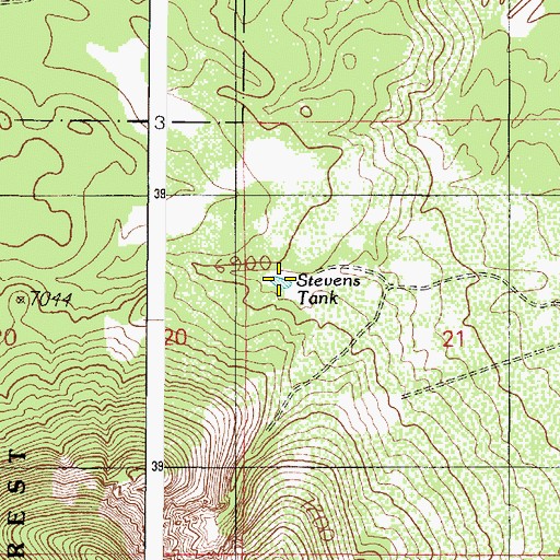 Topographic Map of Stevens Tank, AZ