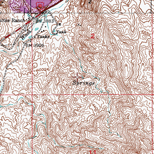 Topographic Map of Mine Springs, AZ