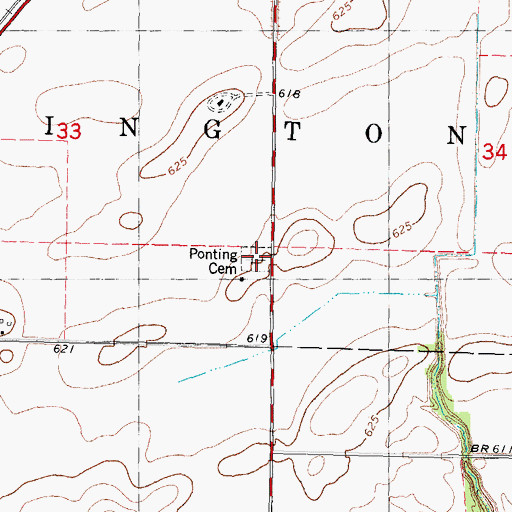 Topographic Map of Ponting Cemetery, IL