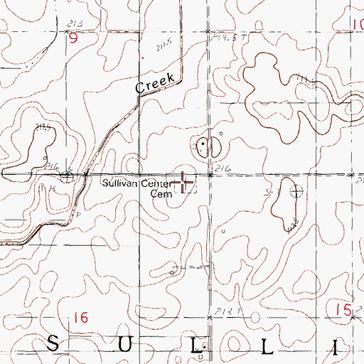 Topographic Map of Sullivan Center Cemetery, IL