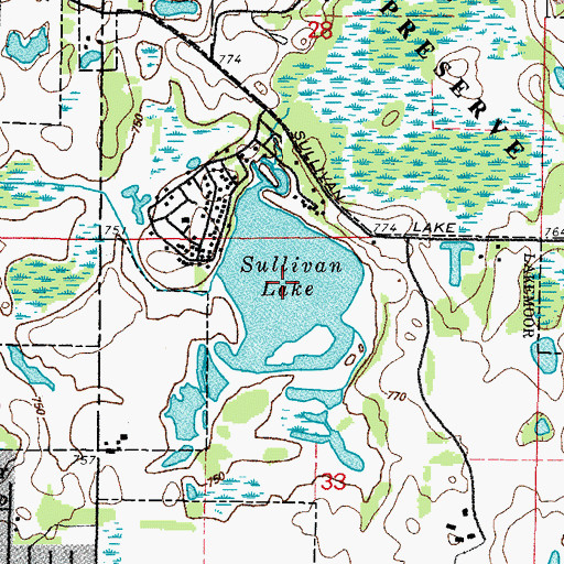 Topographic Map of Sullivan Lake, IL