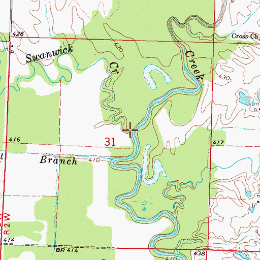 Topographic Map of Swanwick Creek, IL