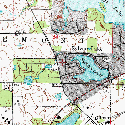 Topographic Map of Sylvan Lake, IL
