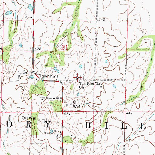 Topographic Map of Ten Post Oak Baptist Church, IL