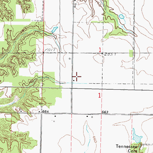 Topographic Map of Tennessee School (historical), IL