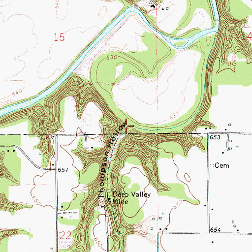 Topographic Map of Thompson Hollow, IL