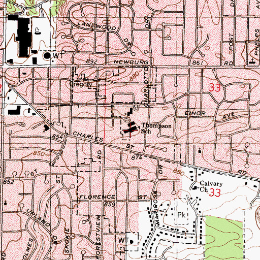 Topographic Map of Thompson Elementary School, IL