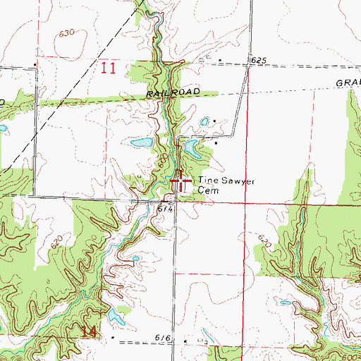 Topographic Map of Tine Cemetery, IL