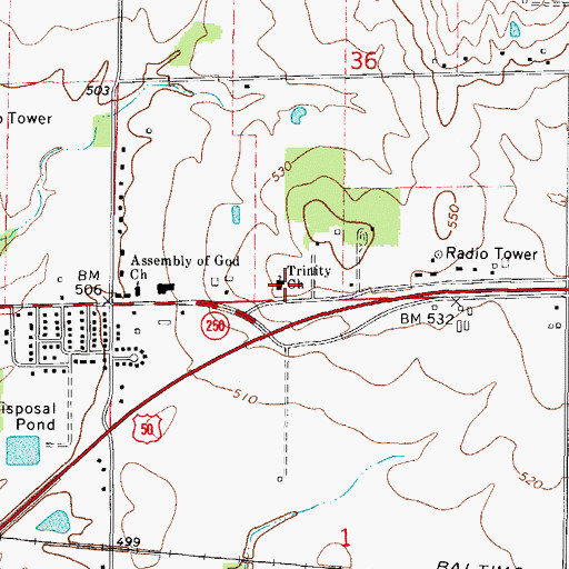 Topographic Map of Trinity Lutheran Church, IL
