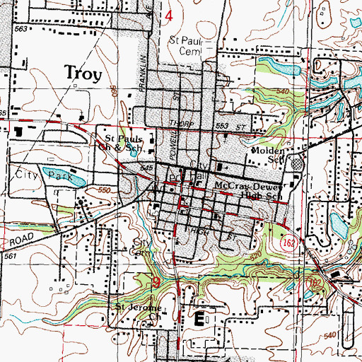 Topographic Map of Troy, IL