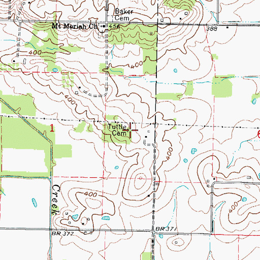Topographic Map of Tuttle Cemetery, IL