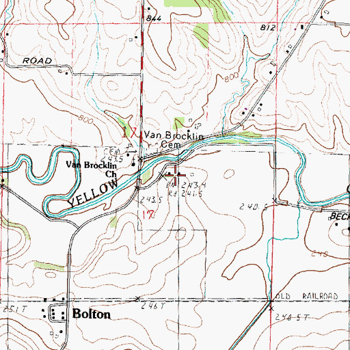 Topographic Map of Van Brocklin School (historical), IL