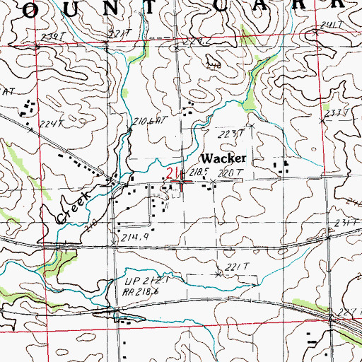 Topographic Map of Wacker, IL