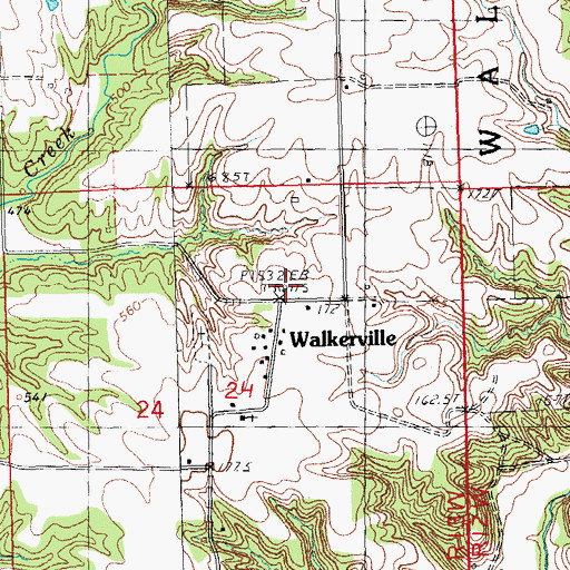 Topographic Map of Walkerville, IL
