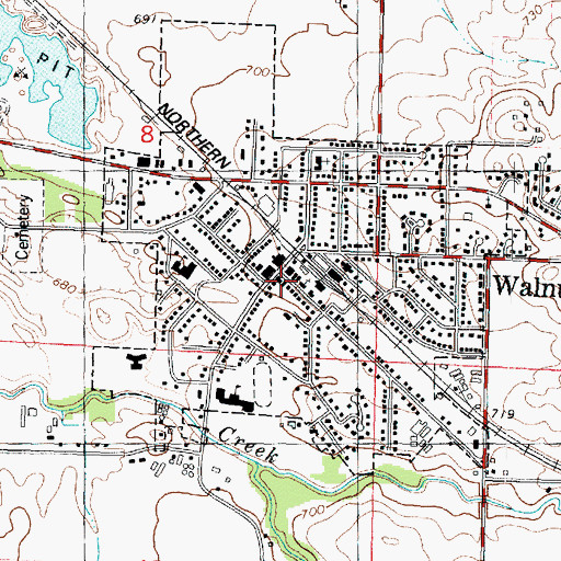 Topographic Map of Walnut, IL