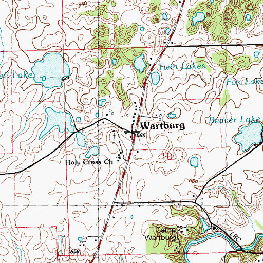 Topographic Map of Wartburg, IL