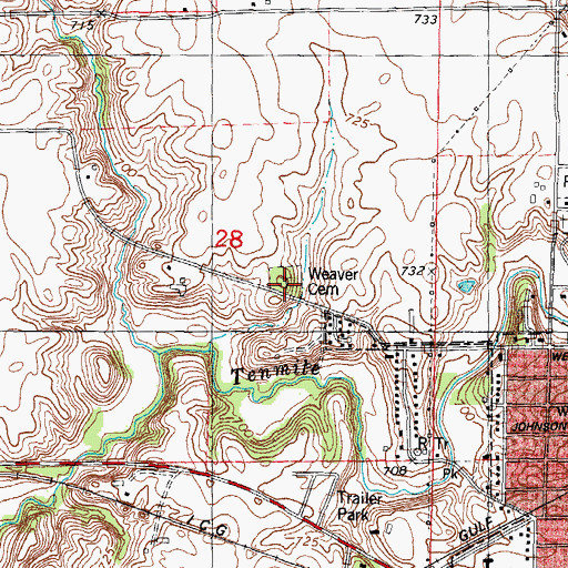 Topographic Map of Weaver Cemetery, IL