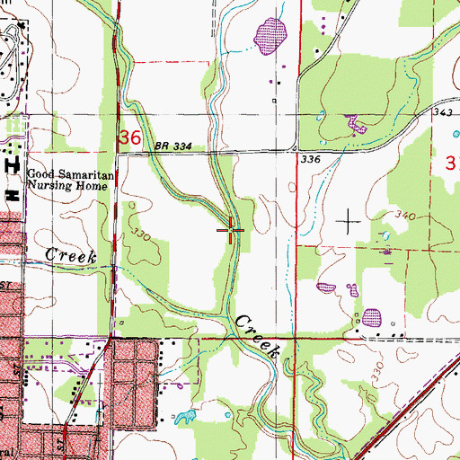 Topographic Map of Weaver Creek, IL