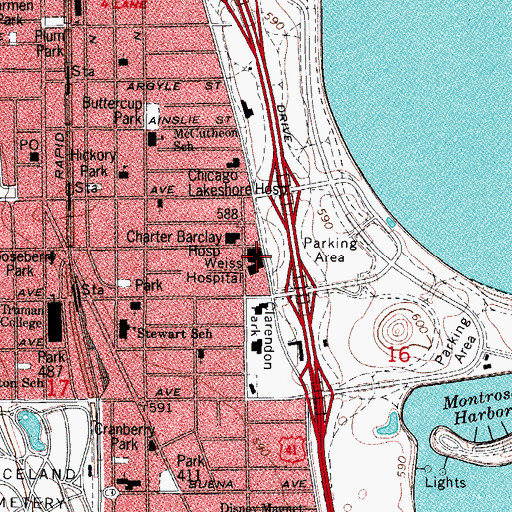Topographic Map of Weiss Memorial Hospital, IL