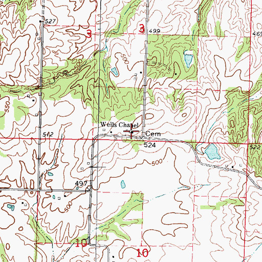 Topographic Map of Wells Chapel, IL