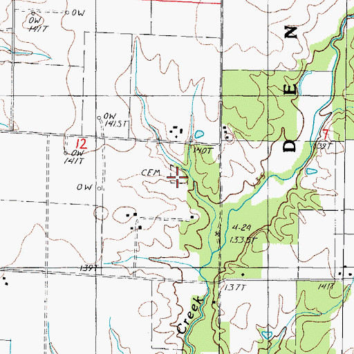 Topographic Map of Wesley Cemetery, IL