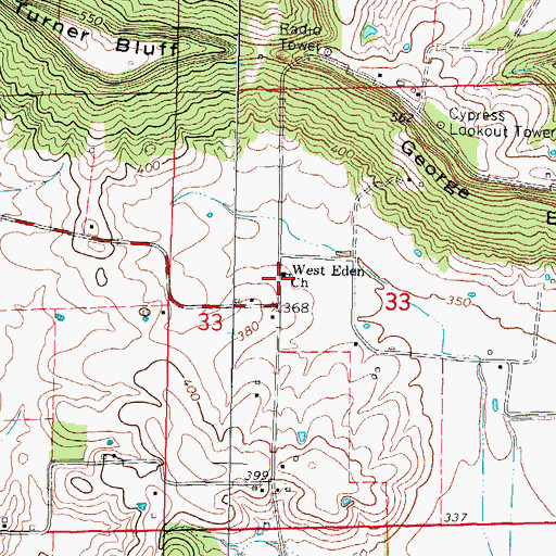 Topographic Map of West Eden Church, IL