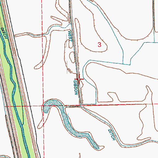 Topographic Map of West Gibson Ditch, IL