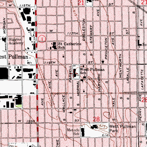 Topographic Map of West Pullman Elementary School, IL