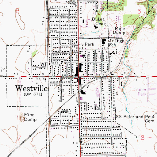 Topographic Map of Westville, IL