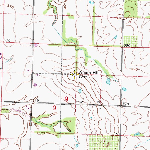 Topographic Map of Wham Hill Cemetery, IL