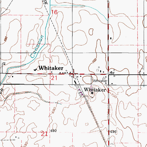 Topographic Map of Whitaker, IL