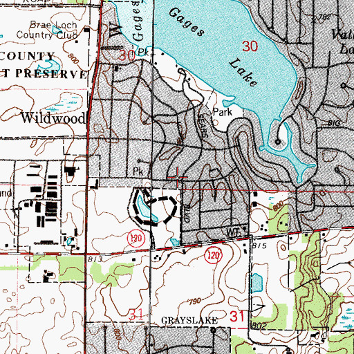 Topographic Map of Wildwood, IL