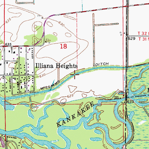 Topographic Map of Williams Ditch, IL