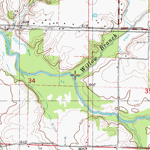 Topographic Map of Willow Branch, IL