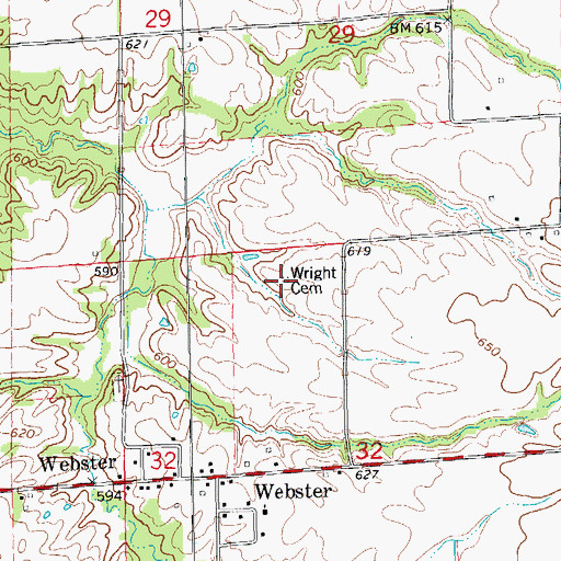 Topographic Map of Wright Cemetery, IL