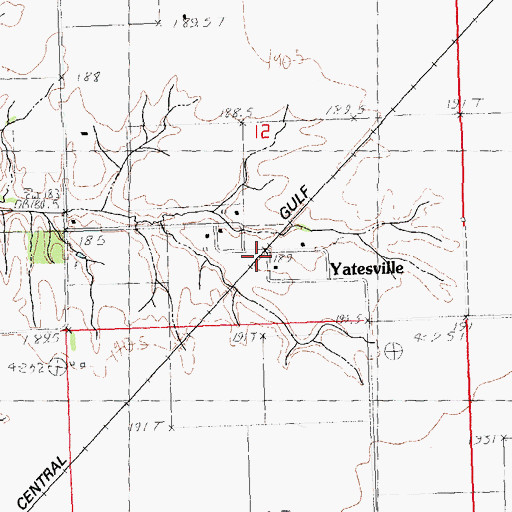 Topographic Map of Yatesville, IL