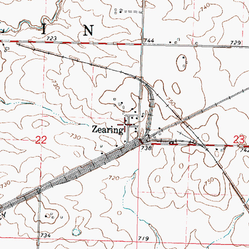 Topographic Map of Zearing, IL