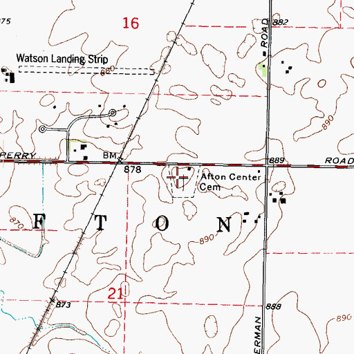 Topographic Map of Afton Center Cemetery, IL
