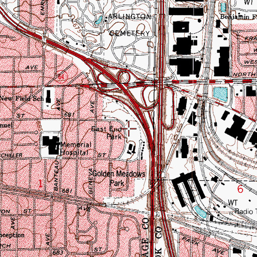 Topographic Map of East End Park, IL