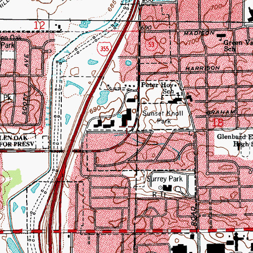 Topographic Map of Flowerfield, IL