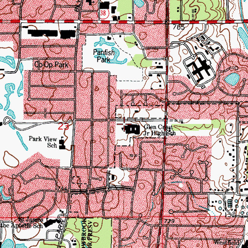 Topographic Map of Glen Crest Junior High School, IL