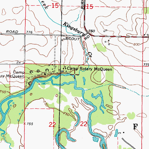 Topographic Map of Kingsbury Creek, IL